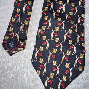 Vintage Nautica Navy Tie with Red and Gold Pattern